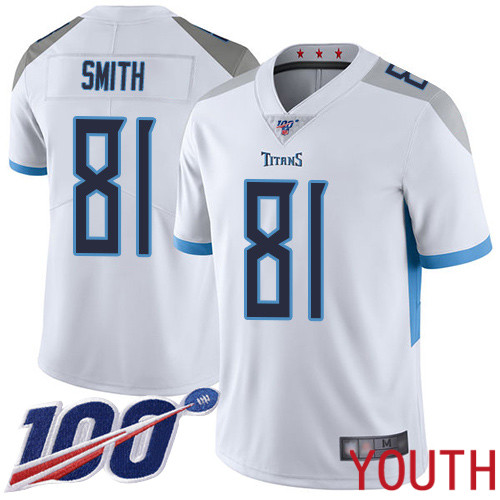 Tennessee Titans Limited White Youth Jonnu Smith Road Jersey NFL Football #81 100th Season Vapor Untouchable->tennessee titans->NFL Jersey
